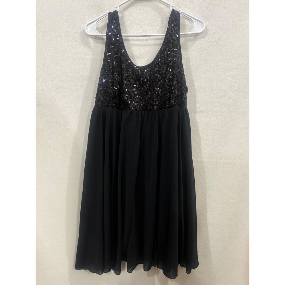 Apt. 9 Womens Black Sequin Bodice Sleeveless Chiffon Cocktail Dress Small